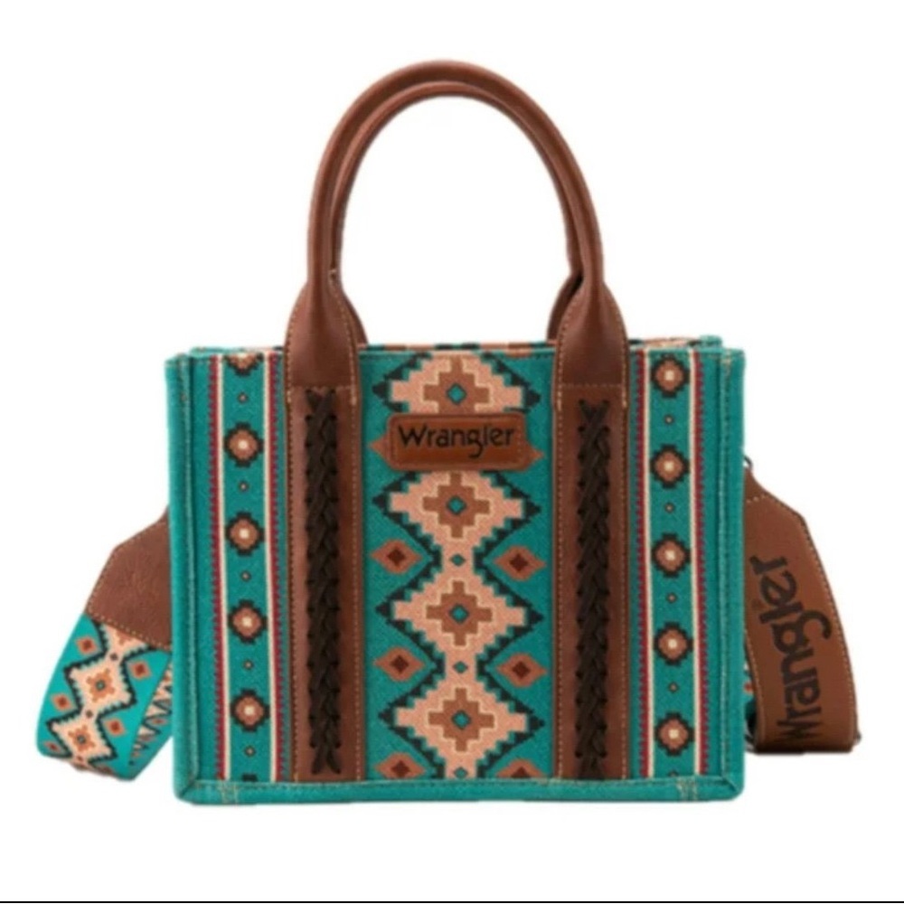 Wrangler Ladies Southwestern Small Dark Turquoise Crossbody Tote Bag Great Gift